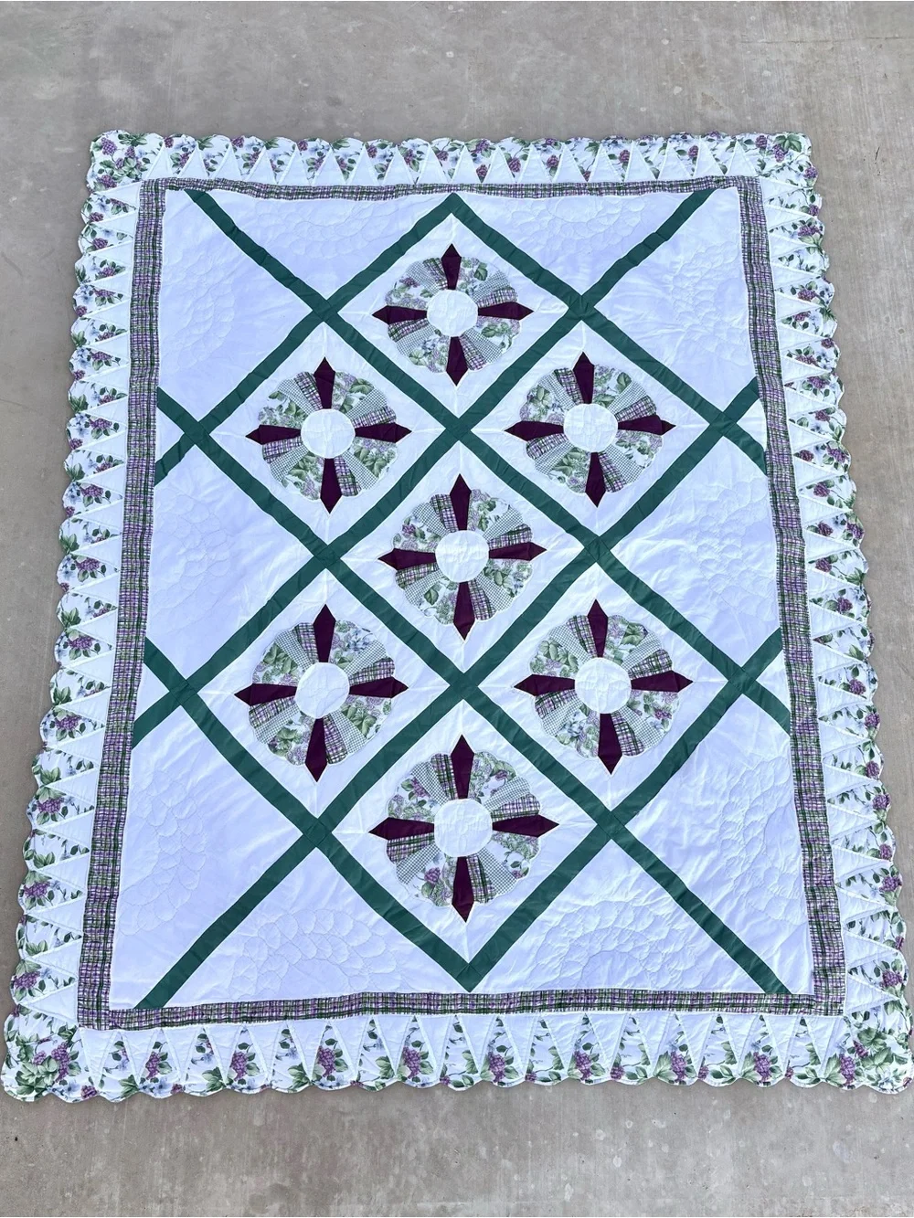 2 Vintage Beautiful Hand Stitched Floral Patchwork Twin Size Quilts